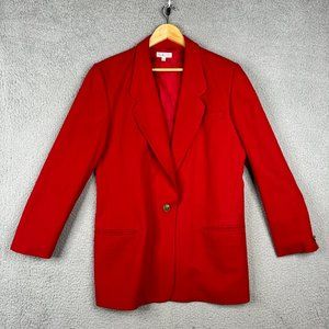 Talbots Blazer Womens Size 12 Red Long 100% Wool Vintage 1 Button